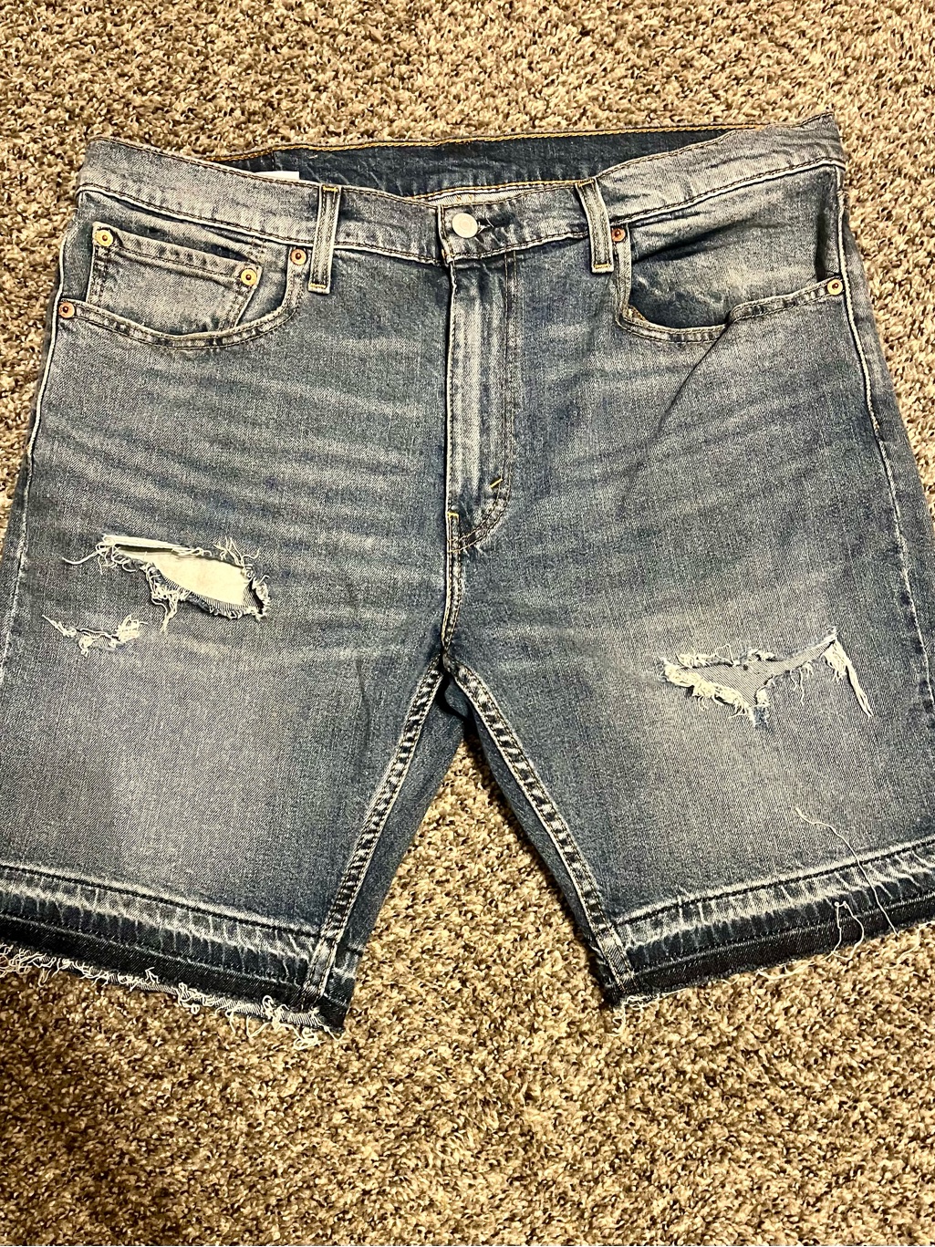 Levi's Distressed Blue Denim Cutoff Shorts
